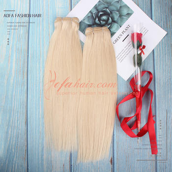 Silky blonde color straight wefts with closure